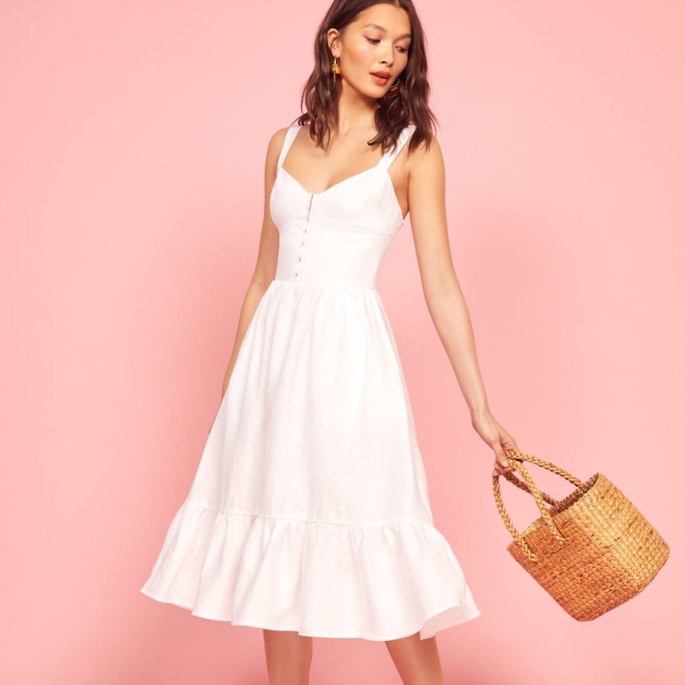 Reformation Dolci Linen Dress 6 White - no tags